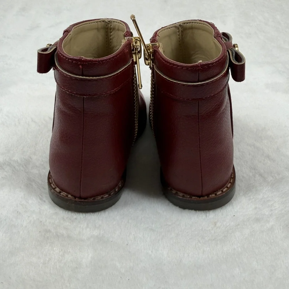 Janie and Jack Toddler‎ Burgundy Red Bow Side Zip Ankle Boots Size 7 100047094